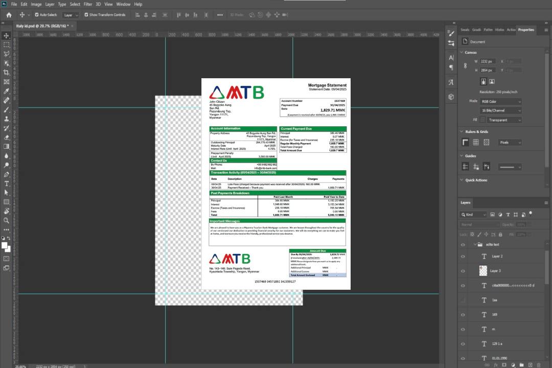Modèle Word et PDF de relevé hypothécaire de la Myanma Tourism Bank template Modèle Word et PDF de relevé hypothécaire de la Myanma Tourism Bank template